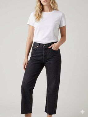 NWT Levi's 501 Original Fit Mens Distressed Black Jeans W32 L28